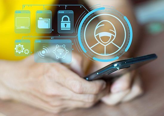 person on phone locking down sensitive information