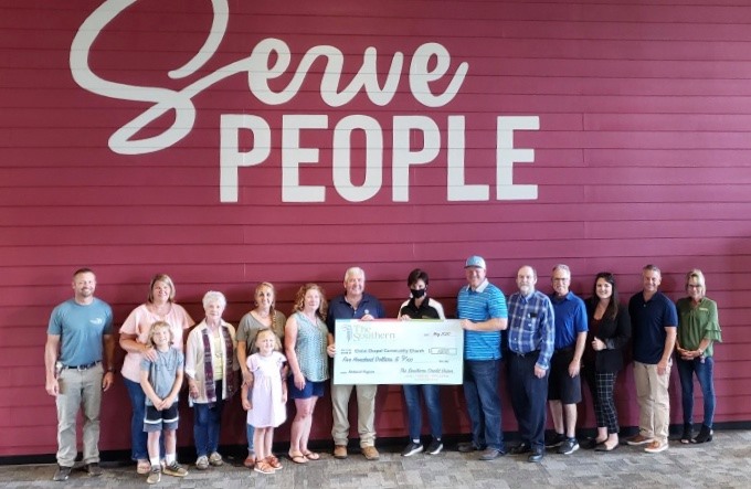 Southern Credit Union presenting a check to the Back Pack Program