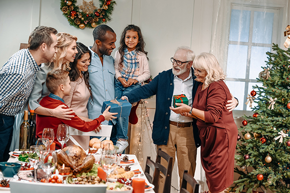 Family celebrating the holidays