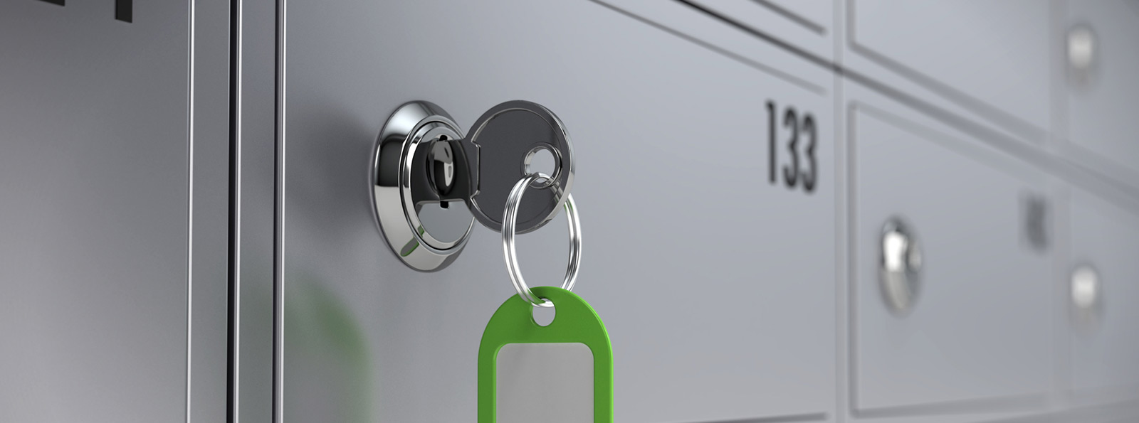 Safe deposit box with key.