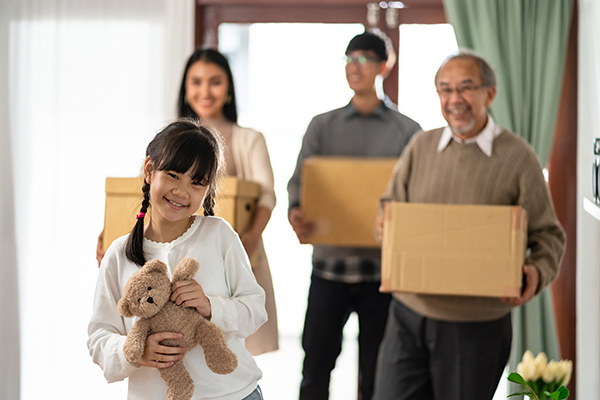 Family moving boxes