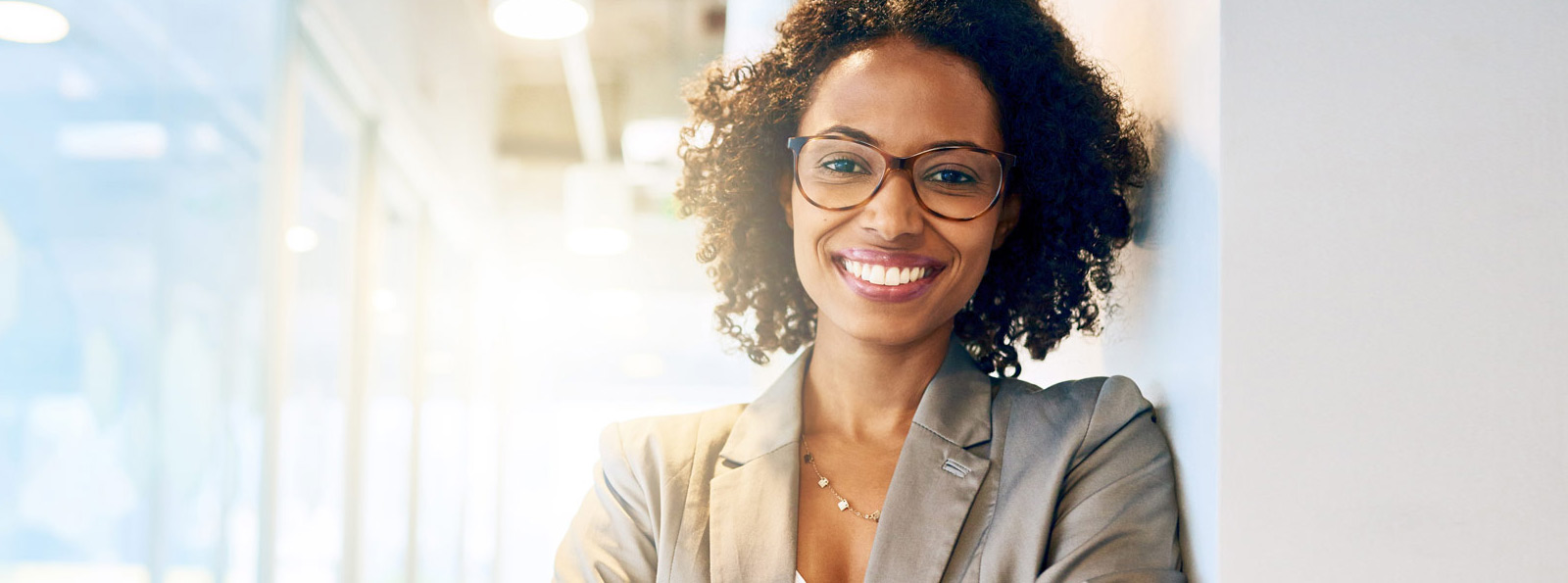 Business person smiling.