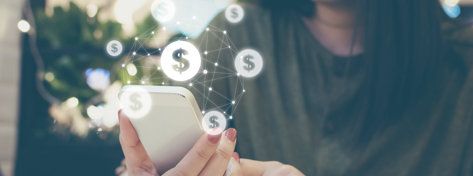 Person using phone to transfer money.