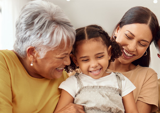 Grandmother, granddaughter and mom