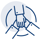 Hands together icon.